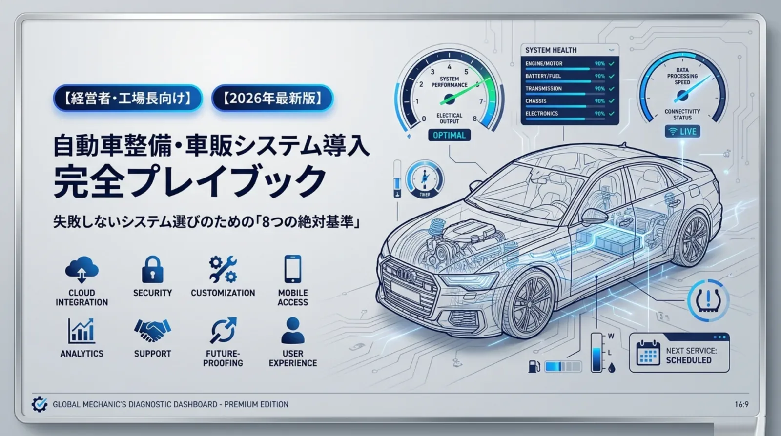 自動車整備・車販システム導入完全プレイブック ― 失敗しないシステム選びのための8つの絶対基準(2026年最新版)